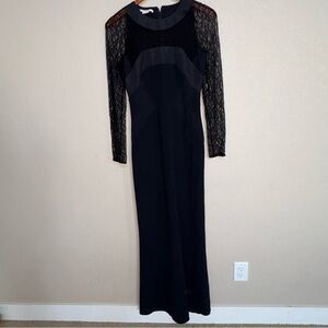 Antonio Berardi Black Lace Sleeve Evening Gown Size 40 Fits US 4 Italy Maxi